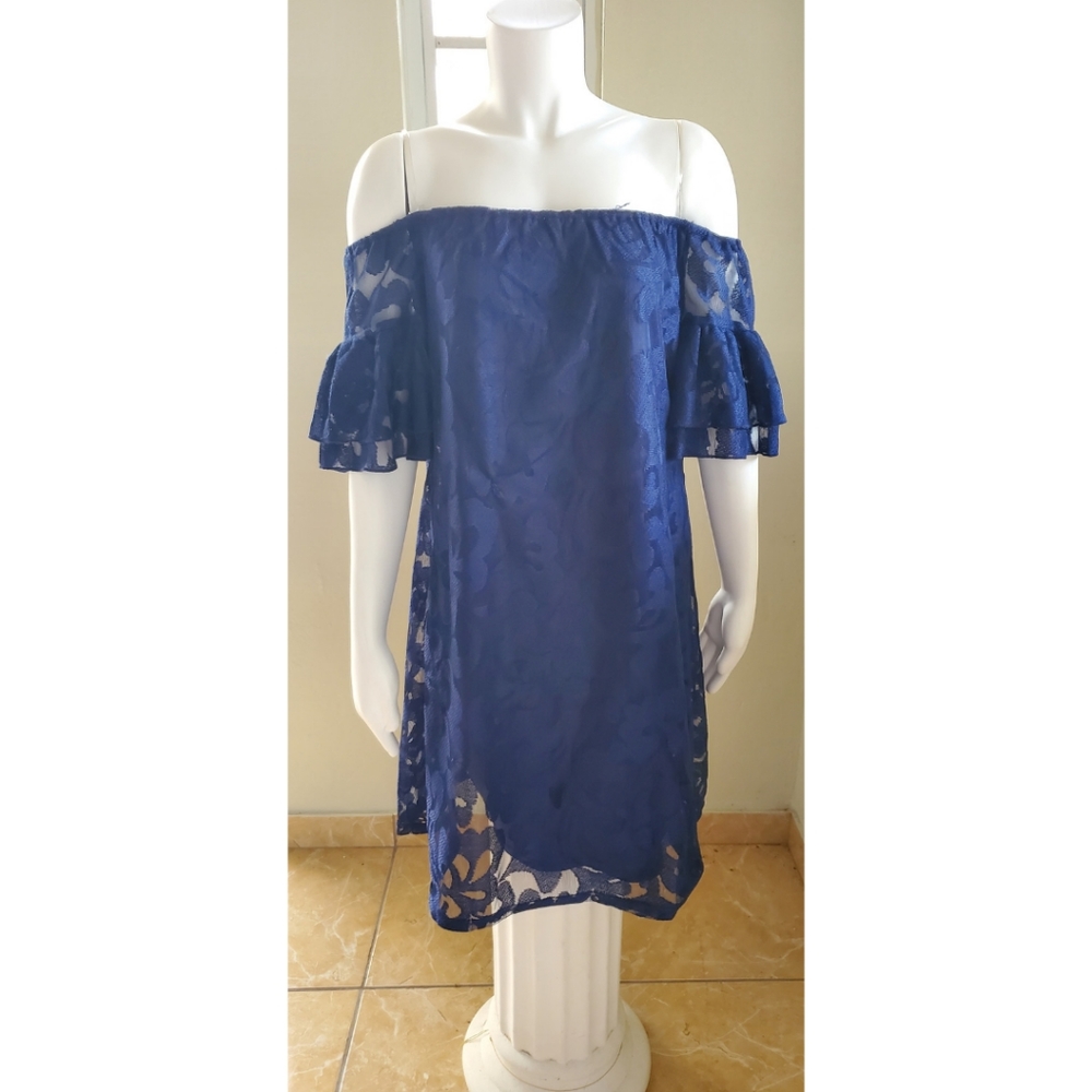 Off-Shoulders Blue Dress